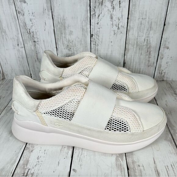 UGG Womens Libu Lite White Fashion Platform Leather Mesh Sneaker Size 9.5 - Picture 3 of 11